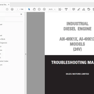 Isuzu Industrial AH-4HK1X, AI-4HK1X Models (24V) Troubleshooting Manual - PDF