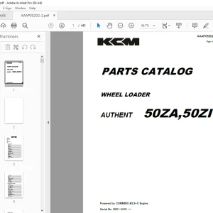 KCM AUTHENT 50ZA,50ZIV Wheel Loader Parts Manual AAAP05202-2 PDF