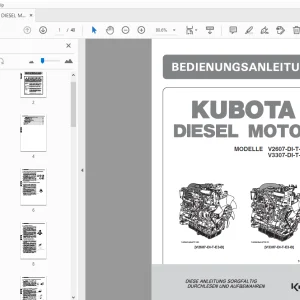KUBOTA DIESEL MOTOR V2607-DI-T-E3-B V3307-DI-T-E3-B BEDIENUNGSANLEITUNG - PDF