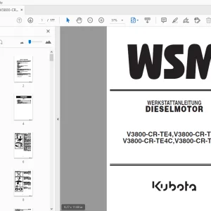 KUBOTA V3800-CR-TE4,V3800-CR-TIE4, V3800-CR-TE4C,V3800-CR-TIE4C DIESELMOTOR WERKSTATTANLEITUNG - PDF