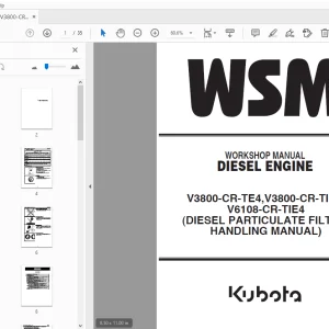KUBOTA V3800-CR-TE4,V3800-CR-TIE4, V6108-CR-TIE4 DIESEL ENGINE WORKSHOP MANUAL - PDF