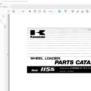 Kawasaki 115ZIV Wheel Loader Cummins KT-19-C Engine Parts Manual PDF