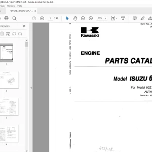 Kawasaki 60ZA 60Z III, 60Z IV ISUZU 6BD1 Engine Parts Manual AAAP06205-2 PDF