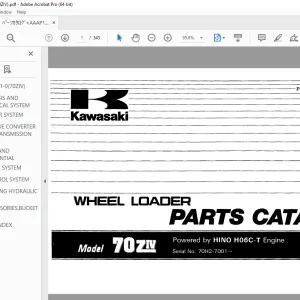 Kawasaki 70ZIV Wheel Loader Parts Manual - PDF DOWNLOAD
