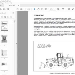 Kawasaki 80ZIV Wheel Loader Operator Manual - PDF DOWNLOAD