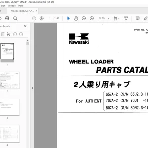 Kawasaki AUTHENT 65ZA-2 70ZA-2 80ZA-2 Wheel Loader Parts Manual PDF