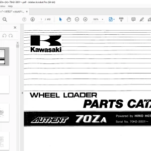 Kawasaki AUTHENT 70ZA Wheel Loader Parts Manual - PDF DOWNLOAD