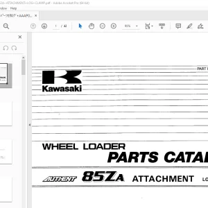 Kawasaki AUTHENT 85ZA Log Clamp Wheel Loader Parts Manual PDF