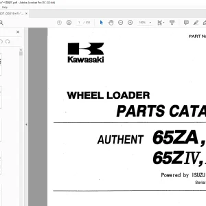 Kawasaki WHEEL LOADER 65ZA, A-2 65ZW,W-2 PARTS MANUAL 93307- 00019