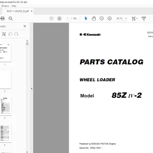 Kawasaki WHEEL LOADER 85Z IV-2 Parts Manual 93311-00203 PDF