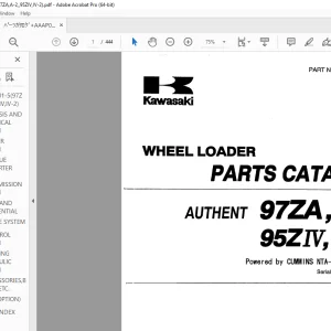 Kawasaki WHEEL LOADER 97ZA, A-2 95ZW.W-2 Engine PARTS MANUAL