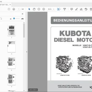 Kubota Diesel Motor V2607-DI-T-E3-B V3307-DI-T-E3-B  Bedienungsanleitung - PDF