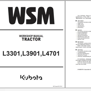 Kubota Tractor & Engine Workshop Services Operator & Parts Manual PDF