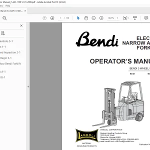 Landoll BENDI 3 WHEEL B3/25 B3/35 ELECTRIC NARROW AISLE FORKLIFT OPERATOR’S MANUAL