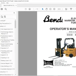 Landoll BENDI AC B30-4/42-180D ELECTRIC NARROW AISLE FORKLIFT OPERATOR’S MANUAL