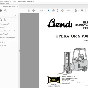 Landoll BENDI B325 Electric Narrow Aisle Forklift Operator Manual