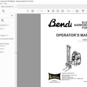 Landoll BENDI B3/30 ELECTRIC NARROW AISLE FORKLIFT OPERATOR’S MANUAL