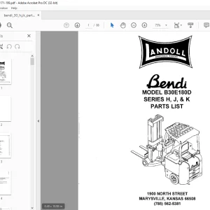 Landoll Bendi 830E 180D SERIES H, J, & K PARTS LIST MANUAL