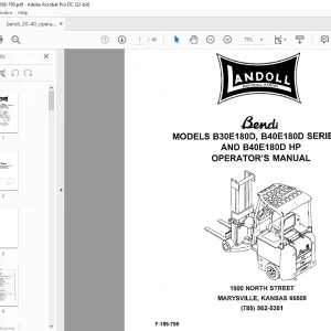 Landoll Bendi B30E 180D, B40E180D SERIES II, AND B40E180D HP OPERATOR'S MANUAL