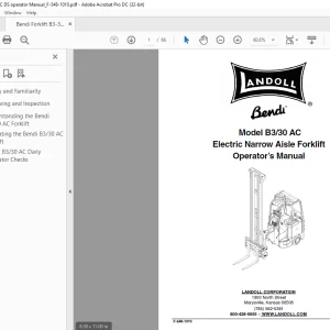 Landoll Bendi B3/30 AC Electric Narrow Aisle Forklift Operator’s Manual