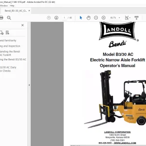 Landoll Bendi B3/30 AC Forklift Operator Manual PDF