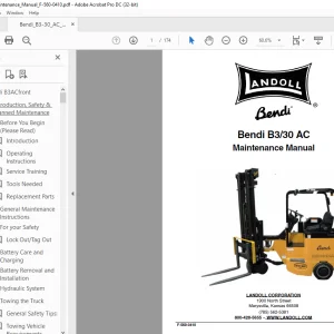 Landoll Bendi B3/30 AC Maintenance Manual - PDF DOWNLOAD