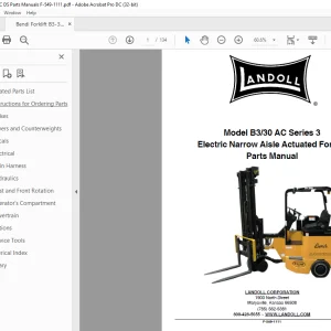 Landoll Bendi B3/30 AC Series 3 Electric Narrow Aisle Actuated Forklift Parts Manual
