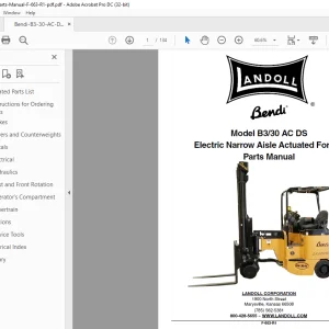 Landoll Bendi B3/30 AC DS Electric Narrow Aisle Forklift Parts Manual