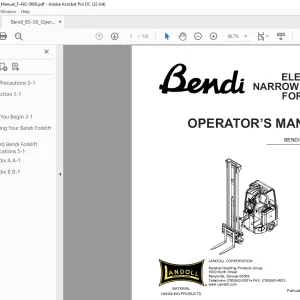 Landoll Bendi B330 Electric Narrow Aisle Forklift OPERATOR’S MANUAL