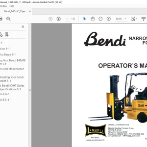 Landoll Bendi B40 IC Narrow Aisle Forklift OPERATOR’S MANUAL