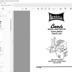 Landoll Bendi B40E1 180D EE PARTS LIST MANUAL - PDF DOWNLOAD