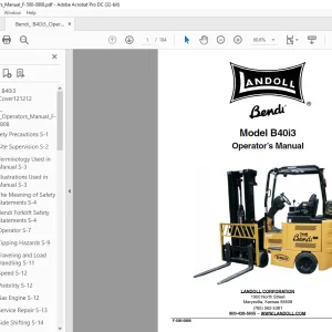 Landoll Bendi B40i3 Operator’s Manual - PDF DOWNLOAD