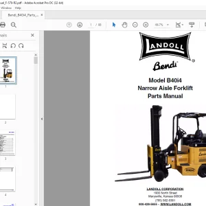 Landoll Bendi B40i4 Narrow Aisle Forklift Parts Manual  PDF