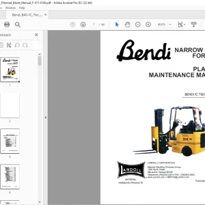 Landoll Bendi IC TIER II NARROW AISLE FORKLIFT PLANNED MAINTENANCE MANUAL
