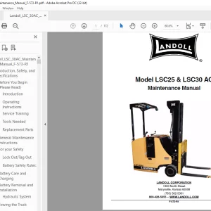 Landoll Bendi LSC25 & LSC30 AC Maintenance Manual - PDF DOWNLOAD