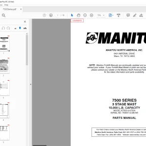 MANITOU 7500 SERIES 3 STAGE MAST PARTS MANUAL  - PDF DOWNLOAD