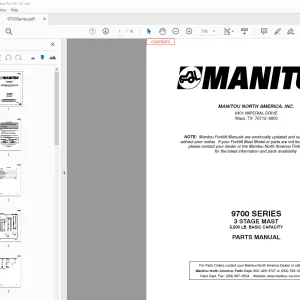 MANITOU 9700 SERIES 3 STAGE MAST PARTS MANUAL -  PDF DOWNLOAD