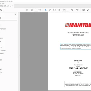 MANITOU FORKLIFT MRT 2150 E3 PARTS MANUAL  - PDF DOWNLOAD