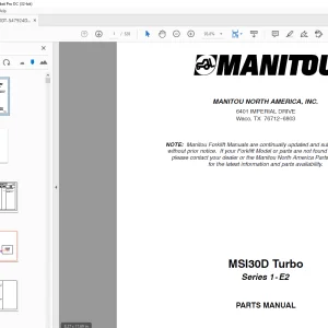 MANITOU Forklift MSI30D Turbo Series 1-E2 PARTS MANUAL - PDF DOWNLOAD
