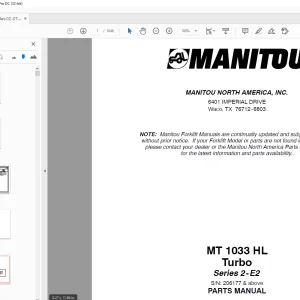 MANITOU FORKLIFT MT 1033 HL Turbo Series 2-E2 PARTS MANUAL