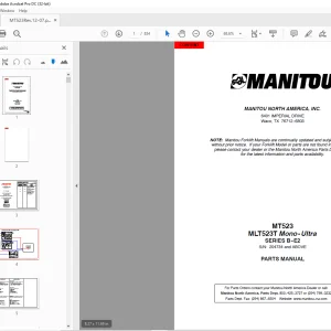 MANITOU FORKLIFT MT523 MLT523T Mono-Ultra SERIES B-E2 PARTS MANUAL
