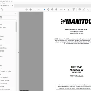 MANITOU MRT2540  M SERIES E3 PARTS MANUAL - PDF DOWNLOAD