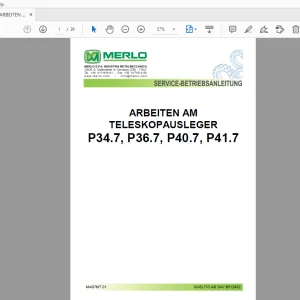 MERLO ARBEITEN AM TELESKOPAUSLEGER P34.7, P36.7, P40.7, P41.7 SERVICE-BETRIEBSANLEITUNG - PDF