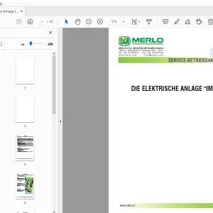 MERLO DIE ELEKTRISCHE ANLAGE IMS SERVICE-BETRIEBSANLEITUNG - PDF