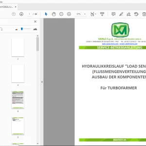 MERLO HYDRAULIKKREISLAUF LOAD SENSING AUSBAU DER KOMPONENTEN Für TURBOFARMER SERVICE-BETRIEBSANLEITUNG - PDF