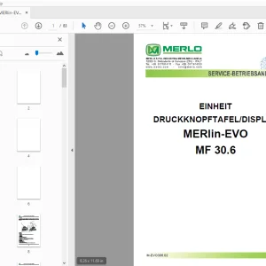 MERLO MERlin-EVO MF 30.6 EINHEIT DRUCKKNOPFTAFEL/DISPLAY SERVICE BETRIEBSANLEITUNG - PDF