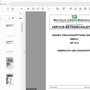 MERLO MERlin MF 30.6 EINHEIT DRUCKKNOPFTAFEL/DISPLAY SERVICE-BETRIEBSANLEITUNG - PDF