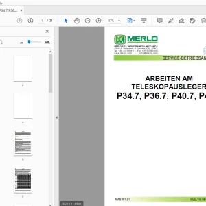 MERLO P34.7,P36.7,P40.7,P41.7 ARBEITEN AM TELESKOPAUSLEGER SERVICE-BETRIEBSANLEITUNG - PDF