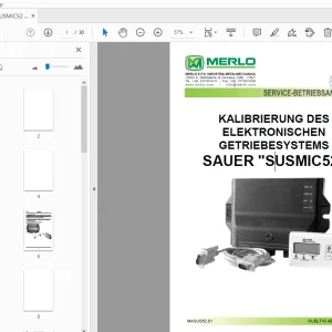MERLO SUSMIC52 KALIBRIERUNG DES ELEKTRONISCHEN GETRIEBESYSTEMS SAUER SERVICE-BETRIEBSANLEITUNG - PDF