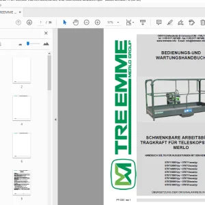 MERLO TREEMME SCHWENKBARE TRAGKRAFT FÜR TELESKOPSTAPLER BEDIENUNGS-UND WARTUNGSHANDBUCH - PDF
